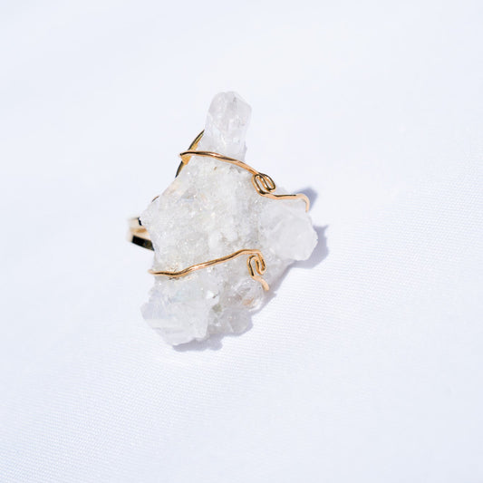 Clear Quartz Wire Gold Ring