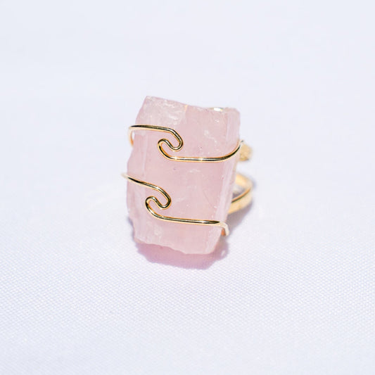 Rose Quartz Wire Gold Ring