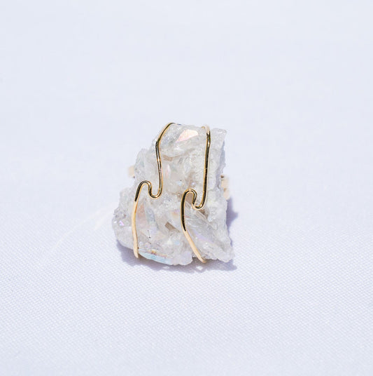 Clear Quartz Wire Gold Ring