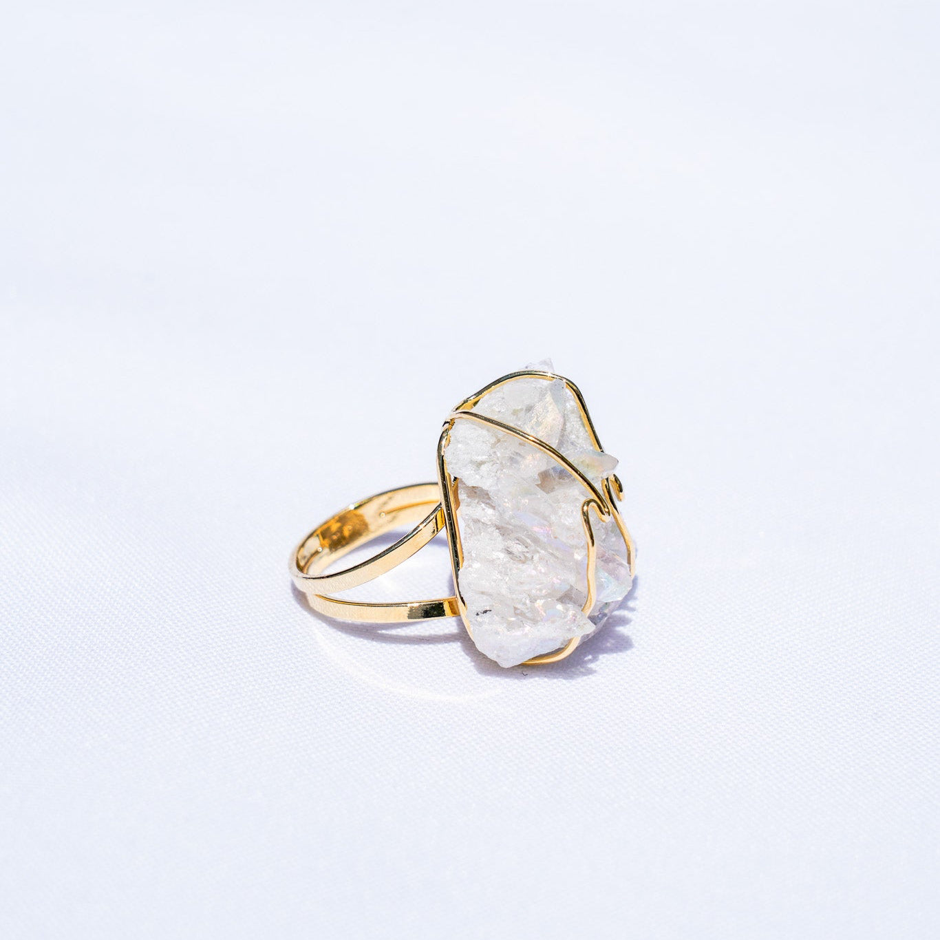 Clear Quartz Wire Gold Ring