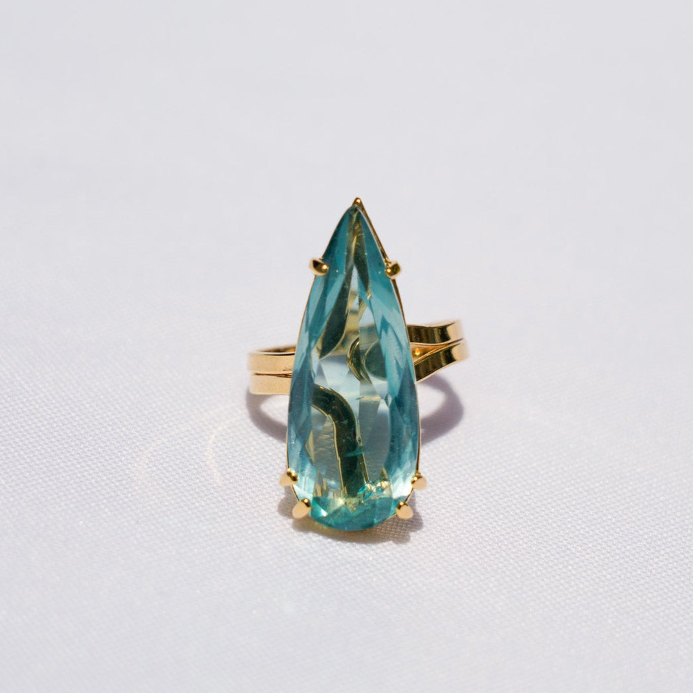 Blue Topaz Teardrop Gold Ring