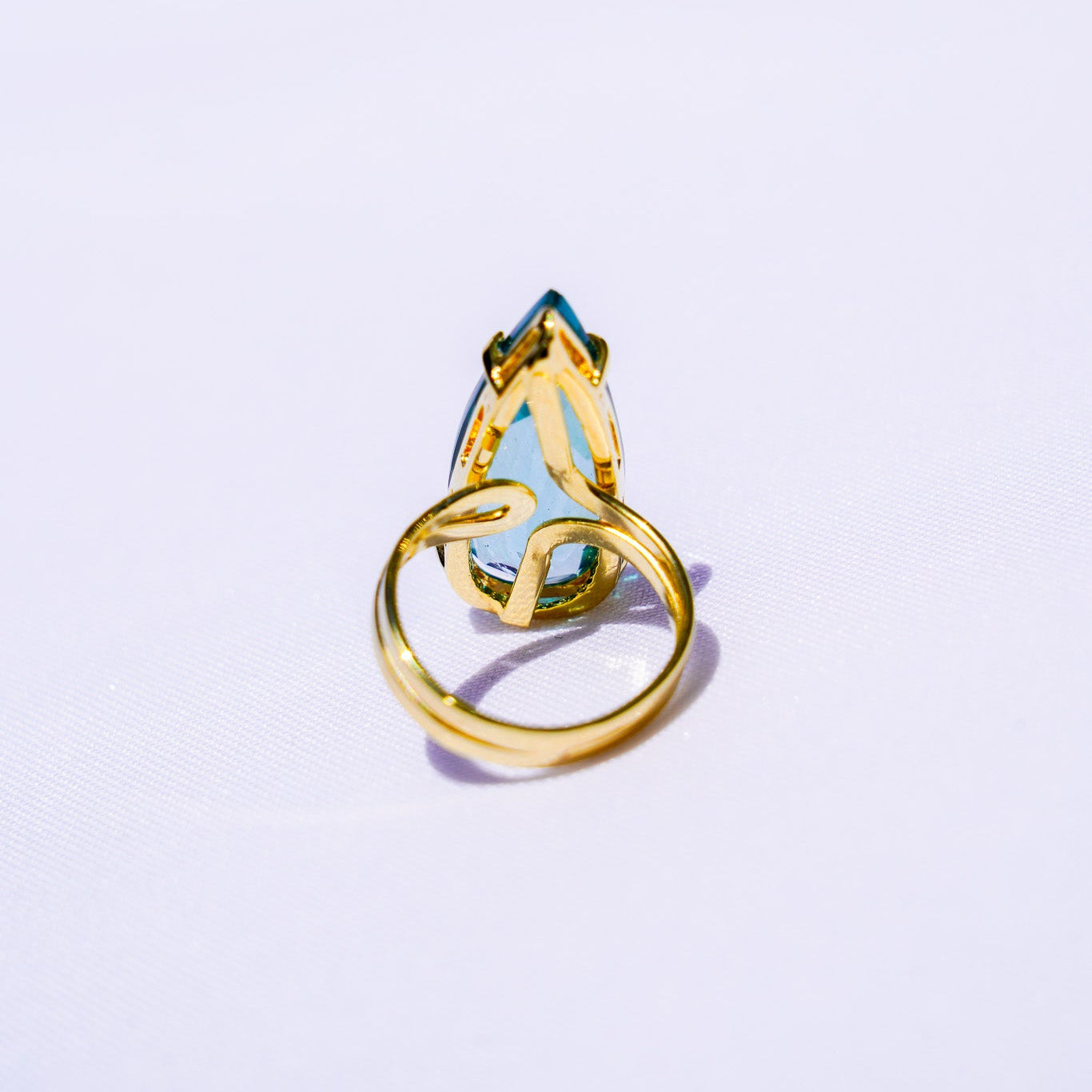 Blue Topaz Teardrop Gold Ring