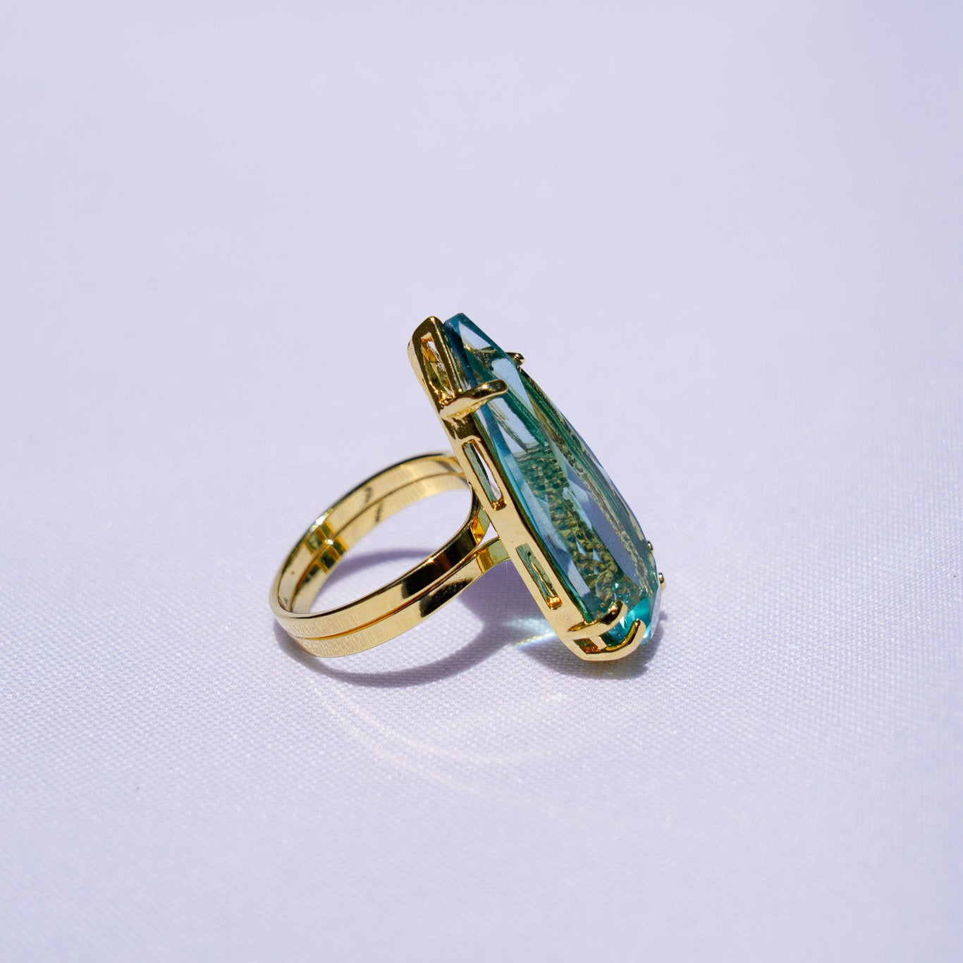 Blue Topaz Teardrop Gold Ring
