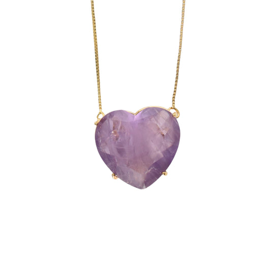 Amethyst Heart Gold Necklace
