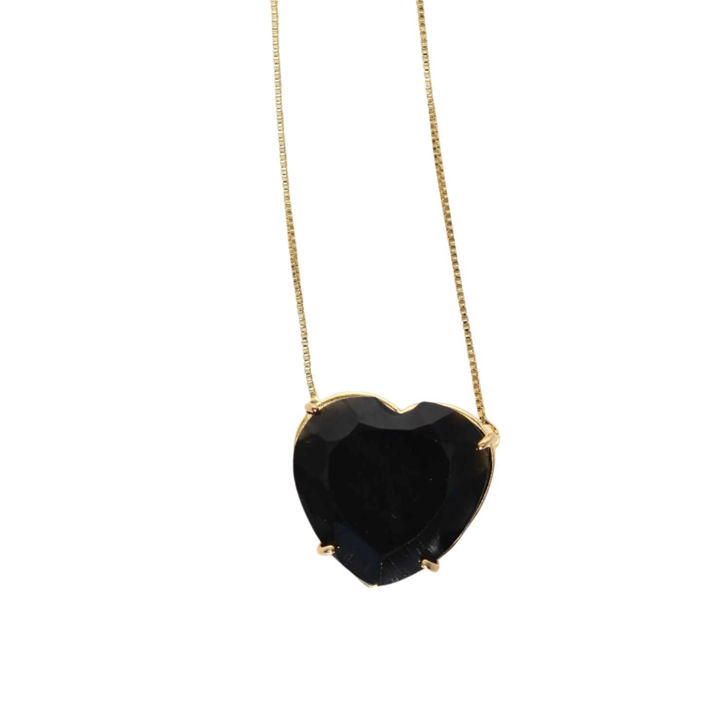 Black Onyx  Heart Necklace