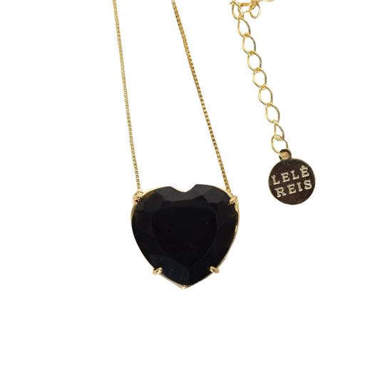 Black Onyx  Heart Necklace