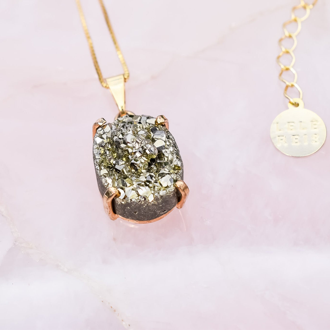 Pyrite Round Gold Necklace (Cod.1)
