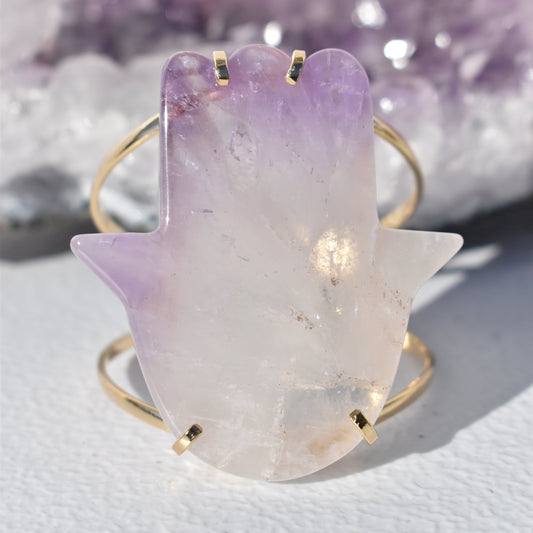 Amethyst Hamsa Gold Bracelet