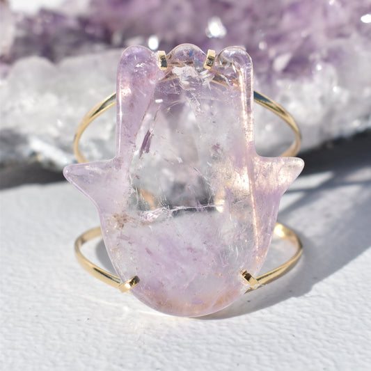 Amethyst Hamsa Gold Bracelet