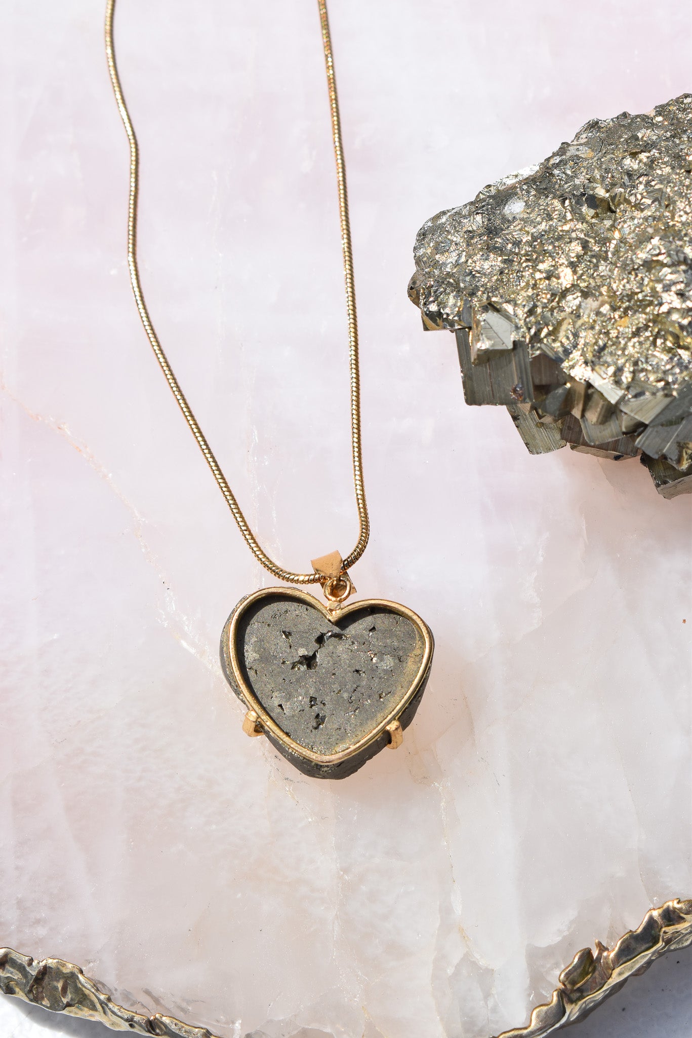 Pyrite Heart Necklace ( Cod 3 )