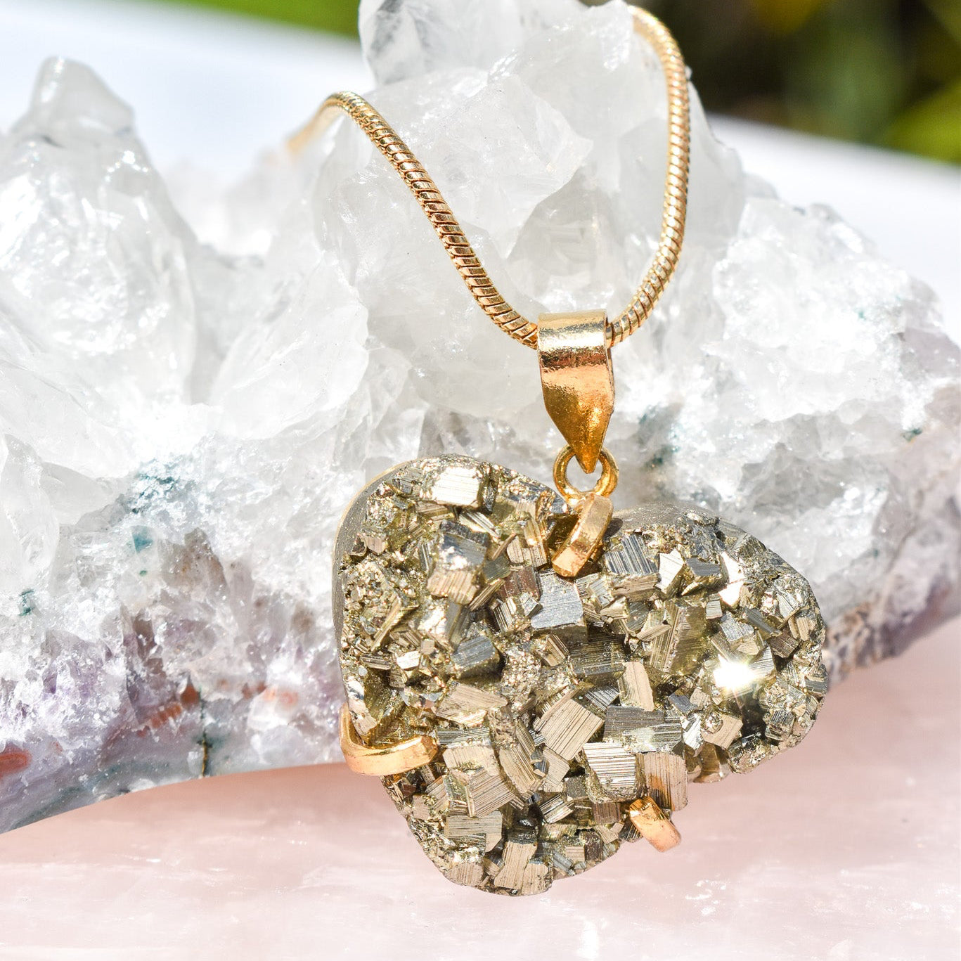 Pyrite Heart Necklace ( Cod 3 )