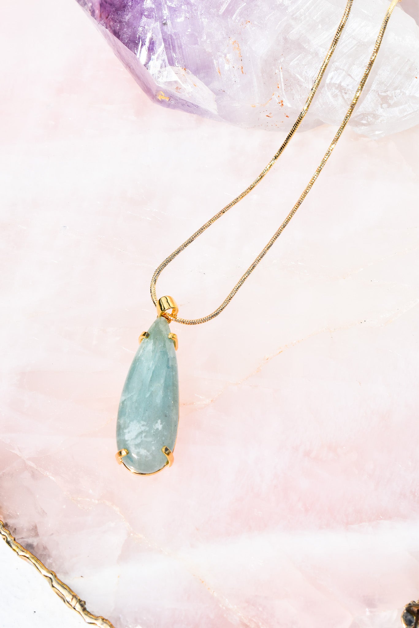 Aquamarine Teardrop Necklace