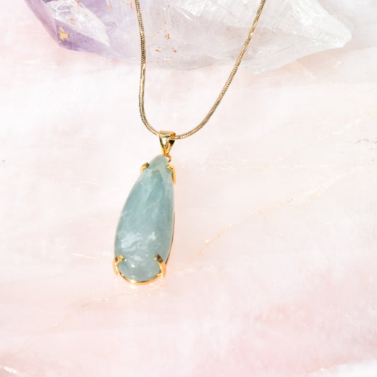 Aquamarine Teardrop Necklace