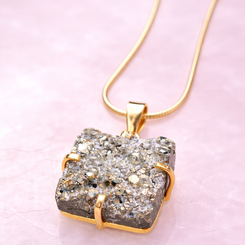Pyrite Square Necklace ( Cod 2. )