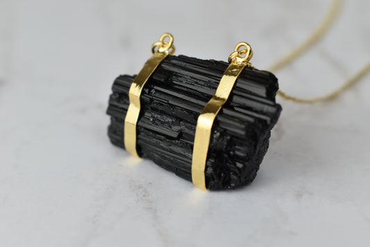 Black Tourmaline Gold Necklace