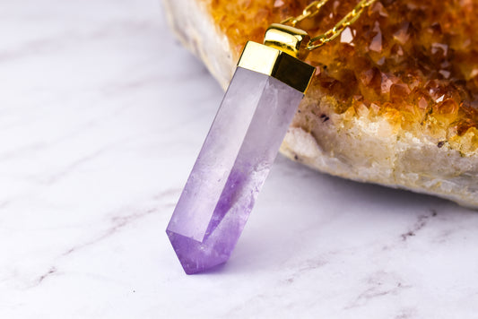 Amethyst Queen Point Gold Necklace
