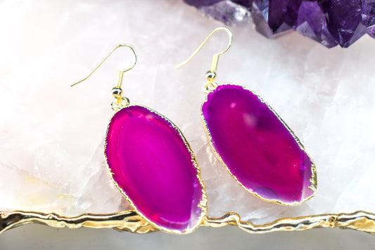 Agate Fish Hook Gold Plated