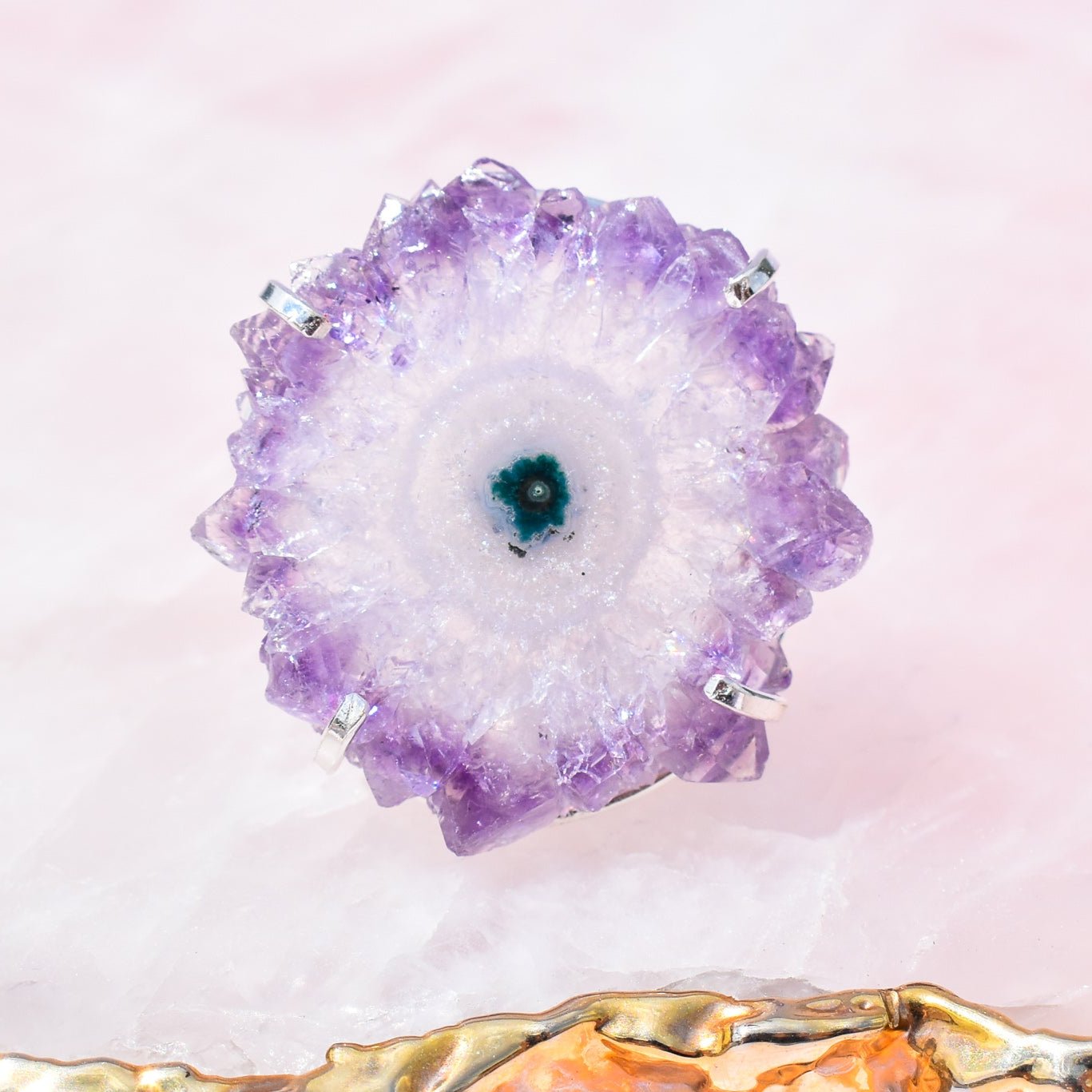 Stalactite Amethyst Double-Band Silver Ring