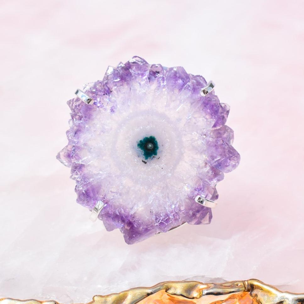 Stalactite Amethyst Double-Band Silver Ring