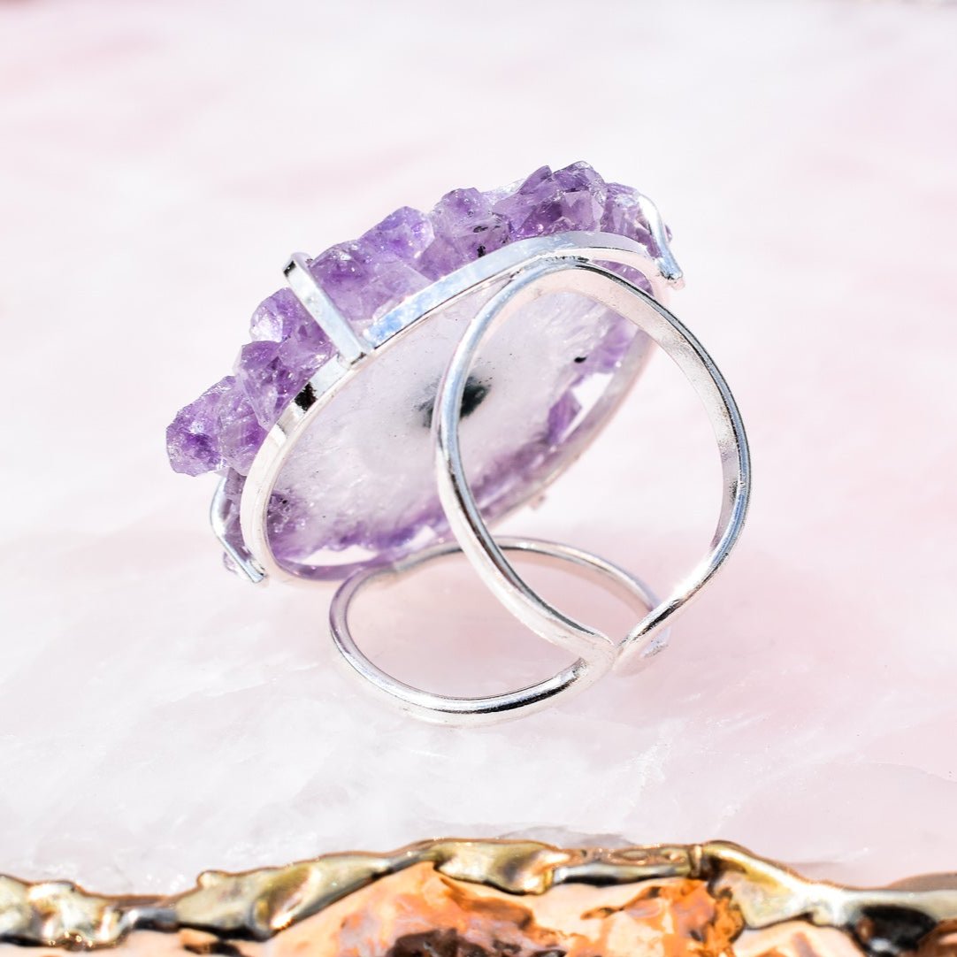 Stalactite Amethyst Double-Band Silver Ring
