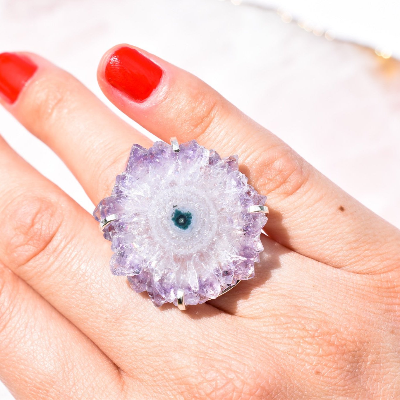 Stalactite Amethyst Double-Band Silver Ring