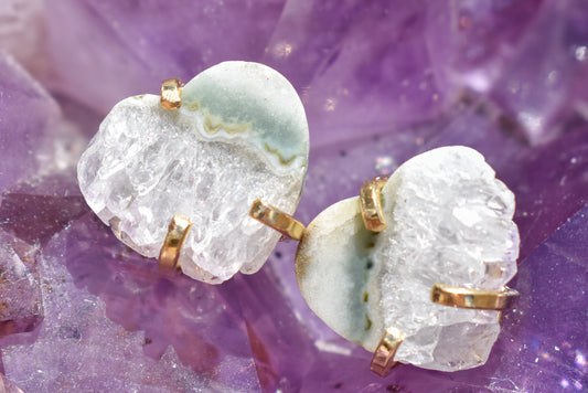 Amethyst Heart Gold Earrings